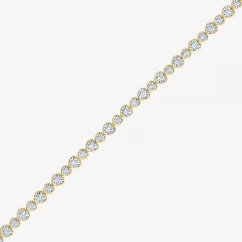 (G-H / I1-I2) Womens 1/2 CT. T.W. Lab Grown White Diamond Sterling Silver Heart 7.25 Inch Tennis Bracelet