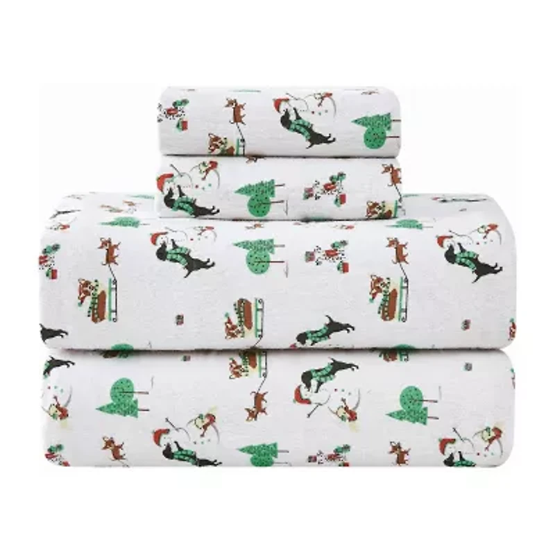 Truly Soft Holiday Dogs Flannel Sheet Set