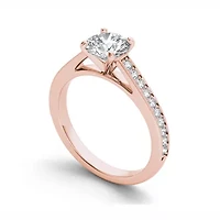 Womens CT. T.W. Natural White Diamond 14K Gold Round Side Stone Engagement Ring