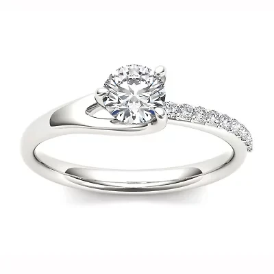 Womens CT. T.W. Natural White Diamond 14K Gold Round Engagement Ring