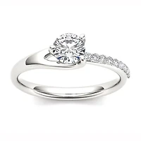Womens CT. T.W. Natural White Diamond 14K Gold Round Engagement Ring