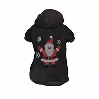 The Pet Life LED Lighting Juggling Santa Hooded Sweater Costume