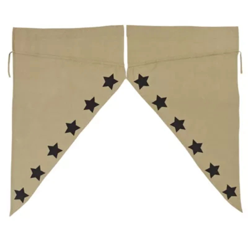 Vhc Brands Natural ﻿Burlap Stencil Stars Light-Filtering Single Curtain Panel
