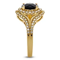 Womens Lab Created Blue Sapphire 14K Gold Over Silver Cocktail Ring
