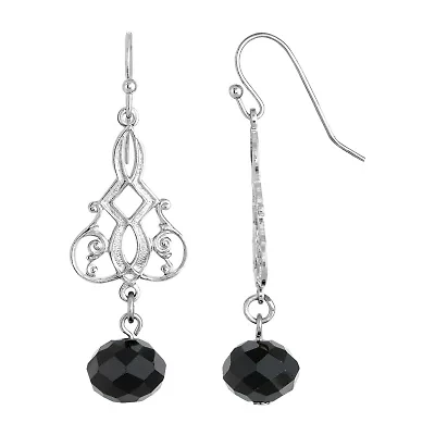 1928 Silver Tone Drop Earrings