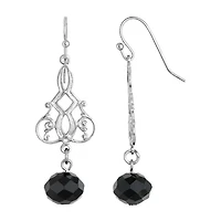 1928 Silver Tone Drop Earrings