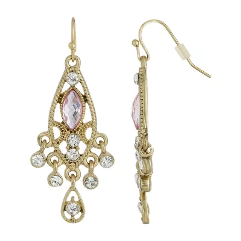 1928 Gold Tone Crystal Drop Earrings