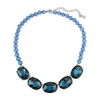 1928 Silver Tone Womens Blue 16 Inch Collar Necklace
