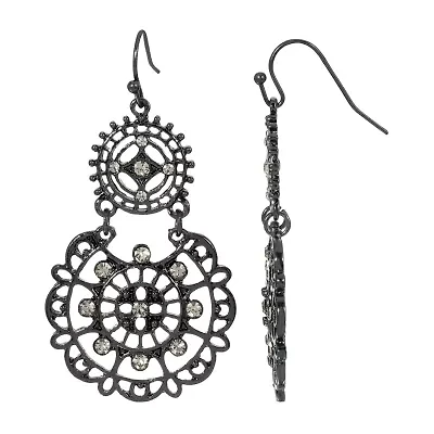 1928 Black Tone Womens Gray Drop Earrings