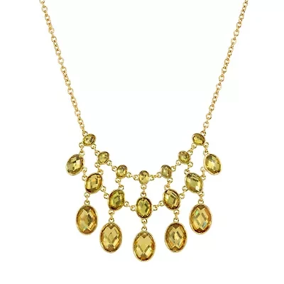 1928 Gold Tone Womens Champagne 16 Inch Statement Necklace