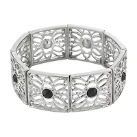 1928 Silver Tone Crystal Stretch Bracelet