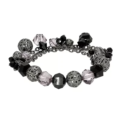 1928 Black Tone Womens Black Stretch Bracelet
