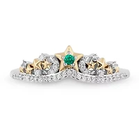 Enchanted Disney Fine Jewelry Lab Created Emerald and 1/10 CT. T.W. Diamond Tinker Bell Ring in 14K Gold Over Silver and Sterling Silver