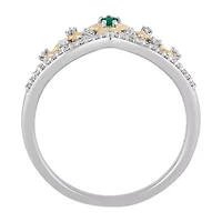Enchanted Disney Fine Jewelry Lab Created Emerald and 1/10 CT. T.W. Diamond Tinker Bell Ring in 14K Gold Over Silver and Sterling Silver