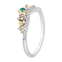 Enchanted Disney Fine Jewelry Lab Created Emerald and 1/10 CT. T.W. Diamond Tinker Bell Ring in 14K Gold Over Silver and Sterling Silver