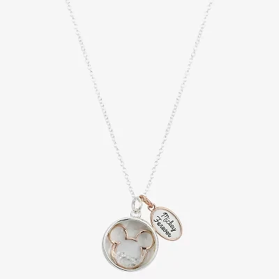 Disney Classics Womens Crystal Pure Silver Over Brass 16 Inch Pendant Necklace