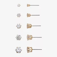 Mixit Womens Cubic Zirconia Hypoallergenic 5 Pair Earring Set