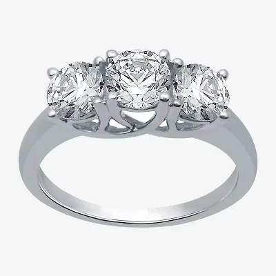Love Lives Forever Womens 2 CT. T.W. Natural White Diamond 10K Gold Round 3-Stone Engagement Ring