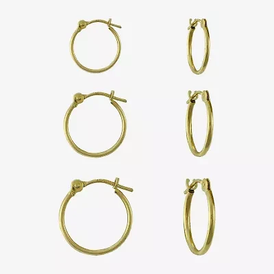 12mm, 13.5mm, And 16.5mm Hoop Womens 14K Gold Earring Set