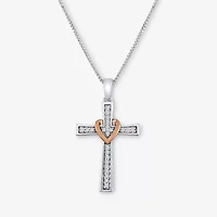 1/10 CT.T.W. Natural White Diamond Sterling Silver Cross Pendant Necklace