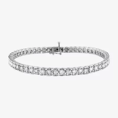 Womens 3 CT. T.W. Natural White Diamond Sterling Silver 7.25 Inch Tennis Bracelet