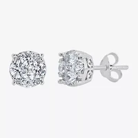 1 CT. T.W. Natural White Diamond Sterling Silver 7.1mm Stud Earrings
