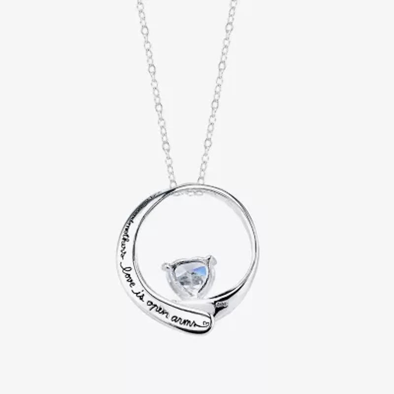 Footnotes Grandmother Womens Cubic Zirconia Sterling Silver Round 16 Inch Pendant Necklace