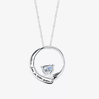 Footnotes Grandmother Womens Cubic Zirconia Sterling Silver Round 16 Inch Pendant Necklace