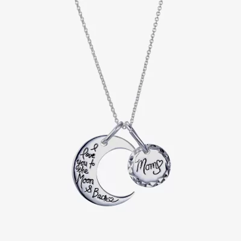 Footnotes Mom Womens Sterling Silver Moon Round 18 Inch Pendant Necklace