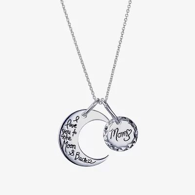 Footnotes Mom Womens Sterling Silver Moon Round 18 Inch Pendant Necklace