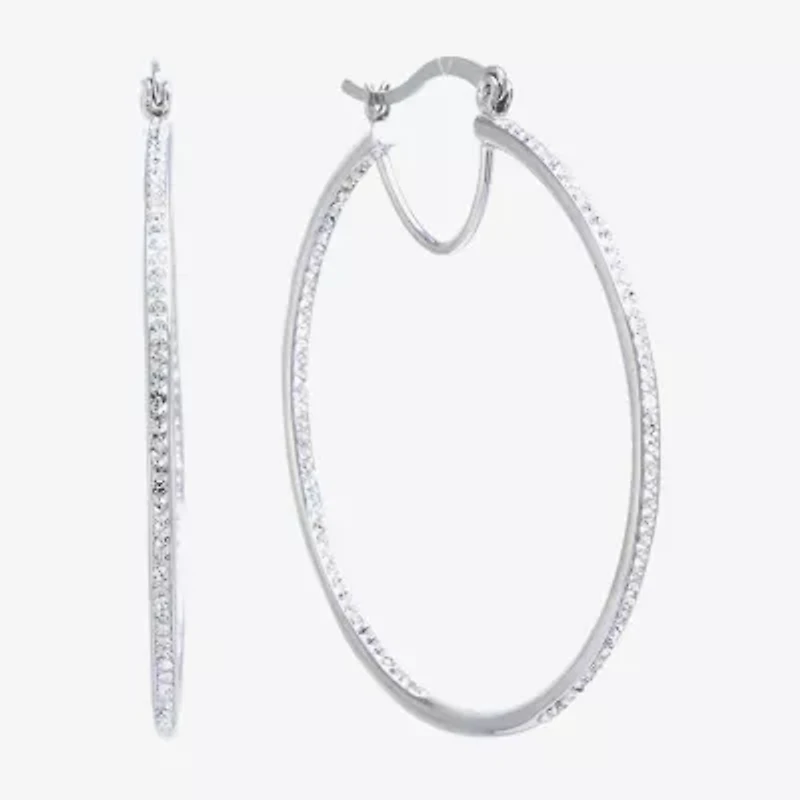 Sparkle Allure Womens Crystal 50mm Round Hoop Earrings