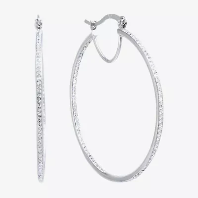 Sparkle Allure Womens Crystal 50mm Round Hoop Earrings