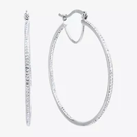 Sparkle Allure Womens Crystal 50mm Round Hoop Earrings