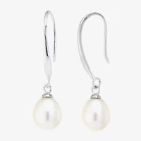 Silver Treasures Womens White Cultured Freshwater Pearl Sterling Silver Pear Drop Earrings