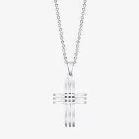 J.P. Army Men's Jewelry Stainless Steel 24 Inch Cable Cross Pendant Necklace