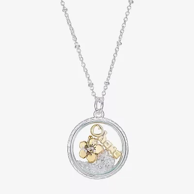 Disney Classics Ohana Womens Crystal Flower 16 Inch Pendant Necklace