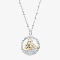 Disney Classics Ohana Womens Crystal Flower 16 Inch Pendant Necklace