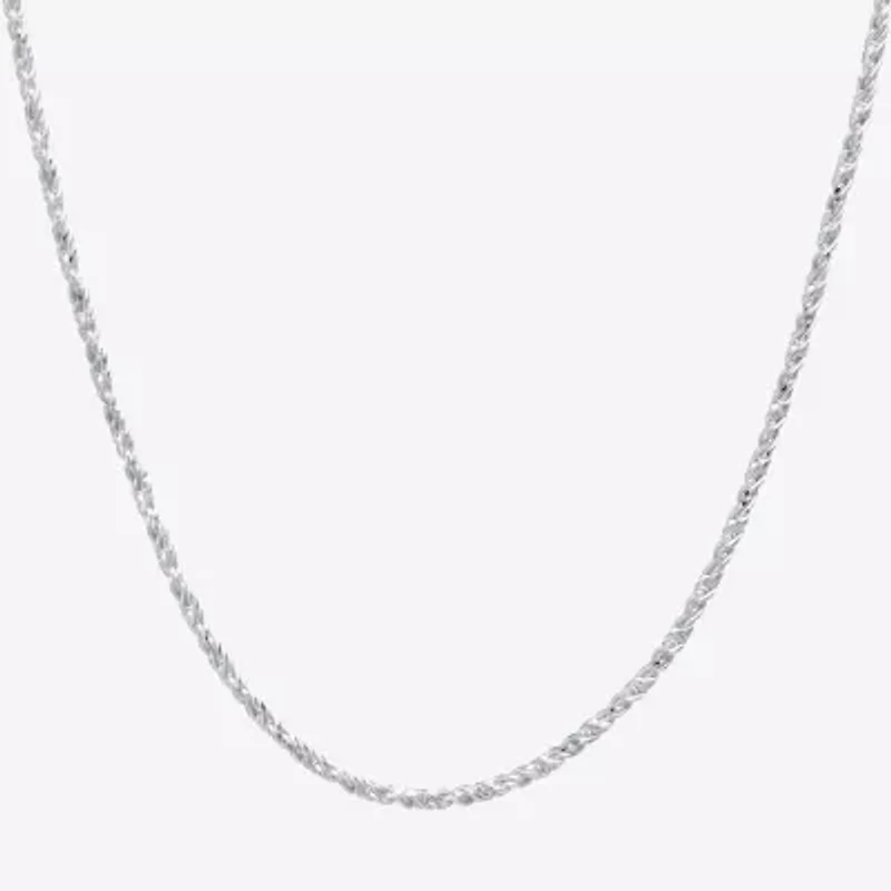 Silver Treasures Made Italy Sterling 16-24" Round Sparkle Chain Necklace