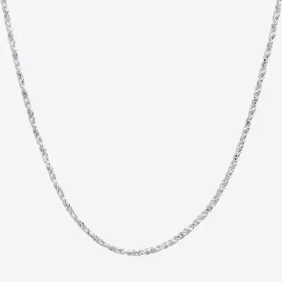Silver Treasures Made Italy Sterling 16-24" Round Sparkle Chain Necklace
