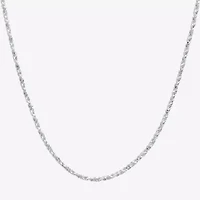 Silver Treasures Made Italy Sterling 16-24" Round Sparkle Chain Necklace