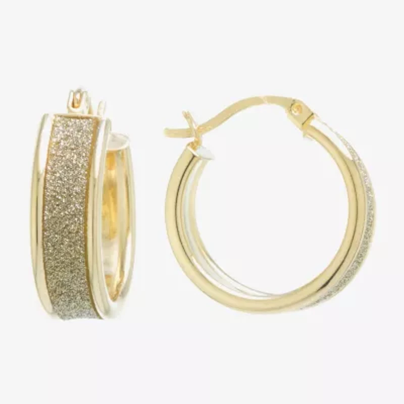 Silver Reflections Womens 24K Gold Over Brass 20mm Hoop Earrings