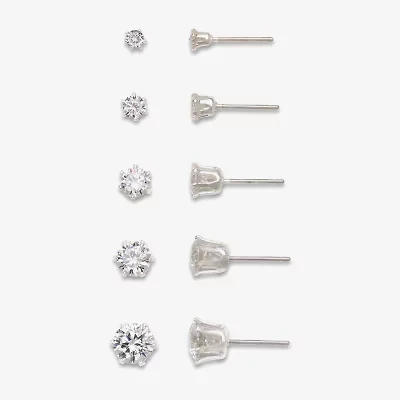 Mixit Womens Cubic Zirconia Hypoallergenic 5 Pair Earring Set