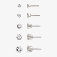 Mixit Womens Cubic Zirconia Hypoallergenic 5 Pair Earring Set
