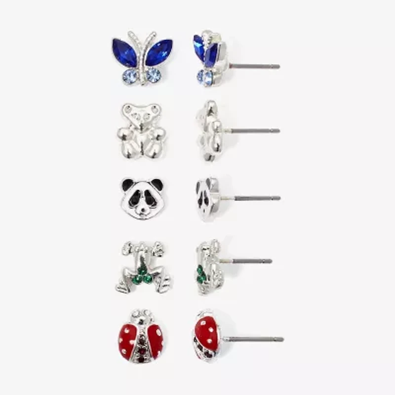 Mixit Womens Butterfly Hypoallergenic 5 Pair Earring Set