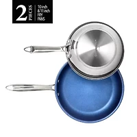 Granitestone Stainless Steel Blue 2-pc Nonstick Frying Pan Set
