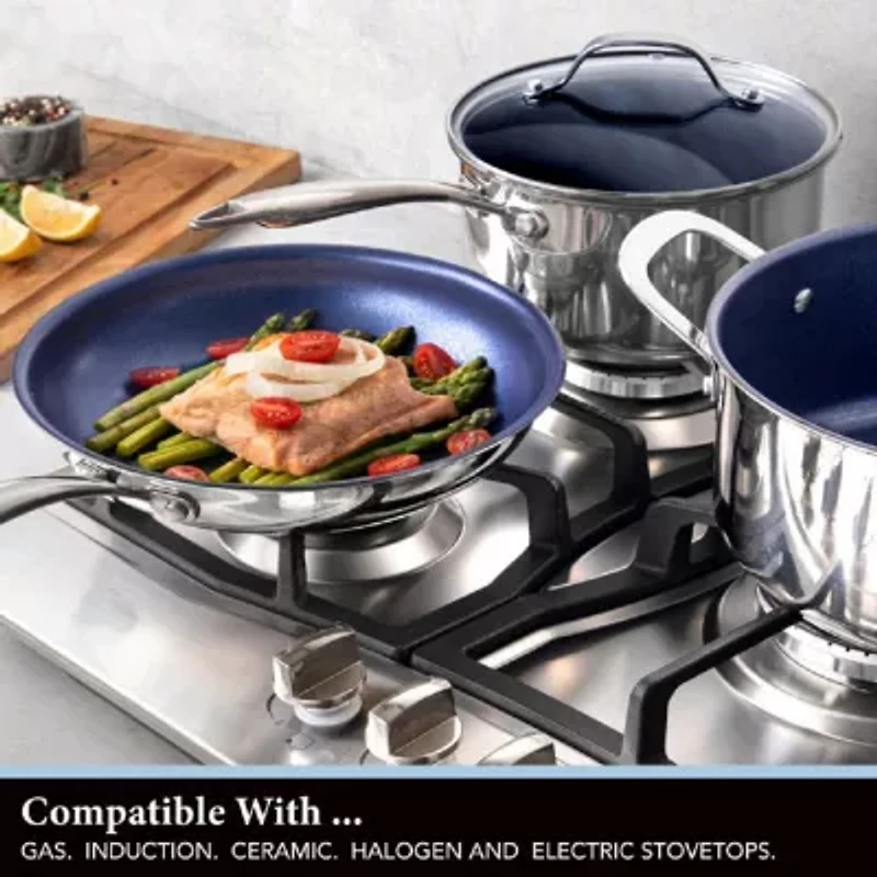 Granitestone Stainless Steel Blue 2-pc Nonstick Frying Pan Set