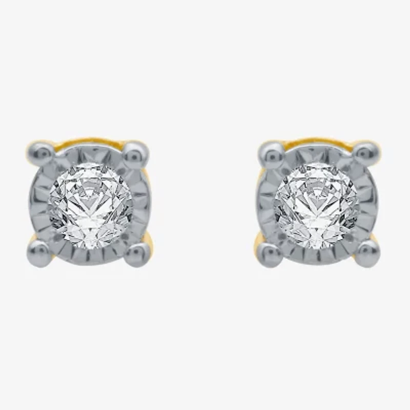(G / SI1-SI2) Ever Star 1/10 CT. T.W. Lab Grown White Diamond Sterling Silver or 14K Gold over 4.9mm Stud Earrings