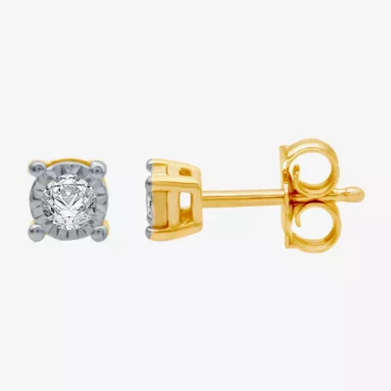 (G / SI1-SI2) Ever Star 1/10 CT. T.W. Lab Grown White Diamond Sterling Silver or 14K Gold over 4.9mm Stud Earrings