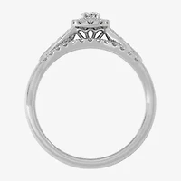 Womens 1/3 CT. T.W. Natural White Diamond 10K Gold Oval Side Stone Halo Bridal Set