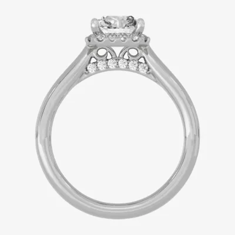 (H-I / Si1-Si2) Womens 2 1/4 CT. T.W. Lab Grown White Diamond 10K Gold Halo Engagement Ring